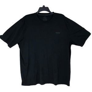 Mens Black Polyester Knit Reebok Tee; Silky Feel Plain Black T-Shirt sz XL
